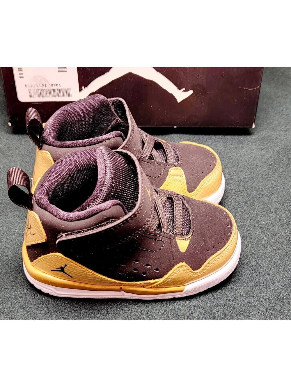 Air Jordan Flight SC 3 Toddler 5C Black Gold 645052-045 Basketball Shoes